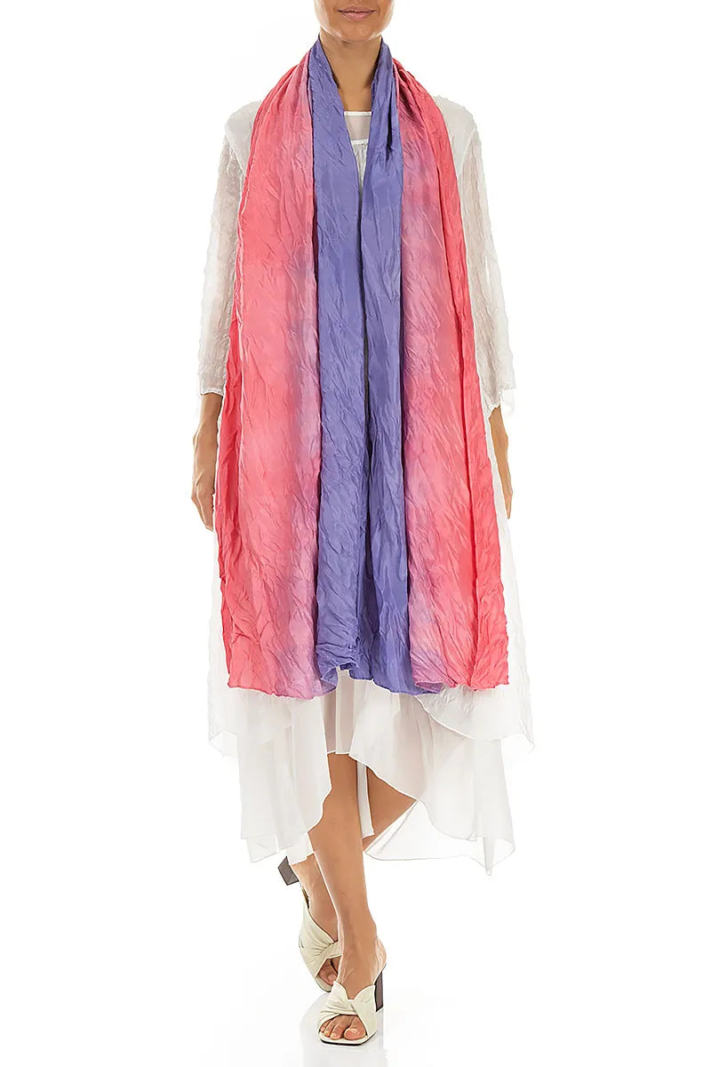 Pink Purple Ombré Crumpled Silk Scarf 2