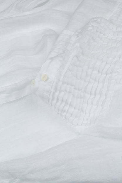 Pintuck Detail White Gauze Linen Shirt 6