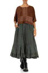 Pintuck Front Aged Copper Linen Cardigan 5