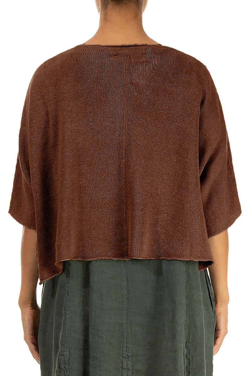 Pintuck Front Aged Copper Linen Cardigan 2