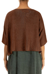 Pintuck Front Aged Copper Linen Cardigan 2
