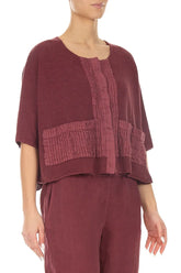 Pintuck Front Antique Ruby Linen Cardigan 3
