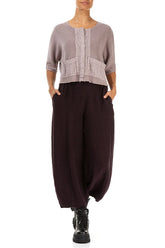 Pintuck Front Greige Linen Cardigan 4