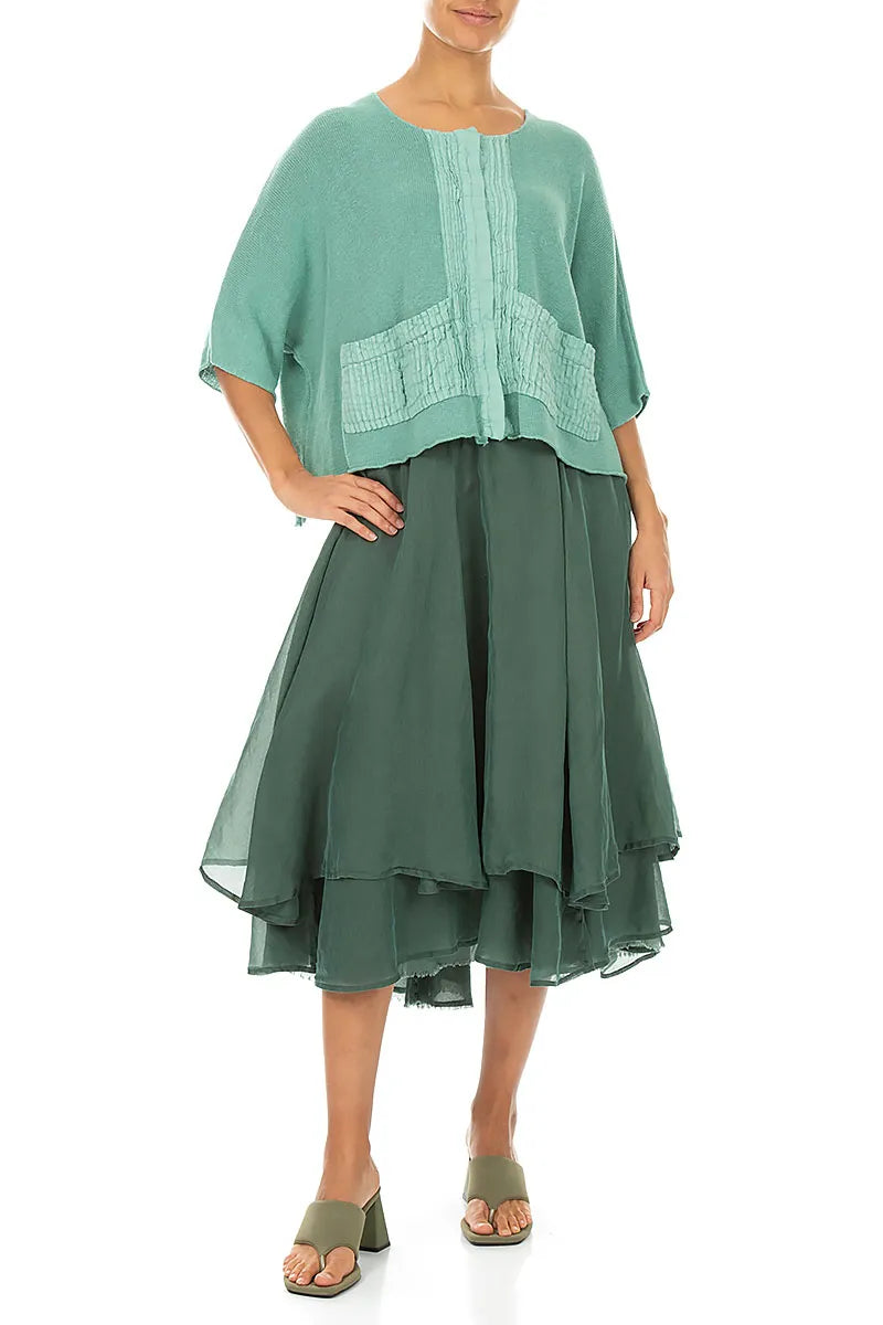 Pintuck Front Mint Linen Cardigan 4