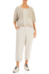 Pintuck Front Natural Linen Cardigan 4