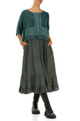 Pintuck Front Peacock Linen Cardigan 4