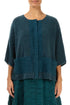 Pintuck Front Teal Wool Cardigan 1