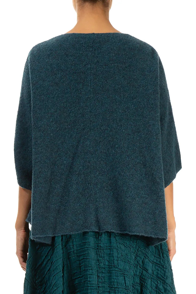 Pintuck Front Teal Wool Cardigan 3