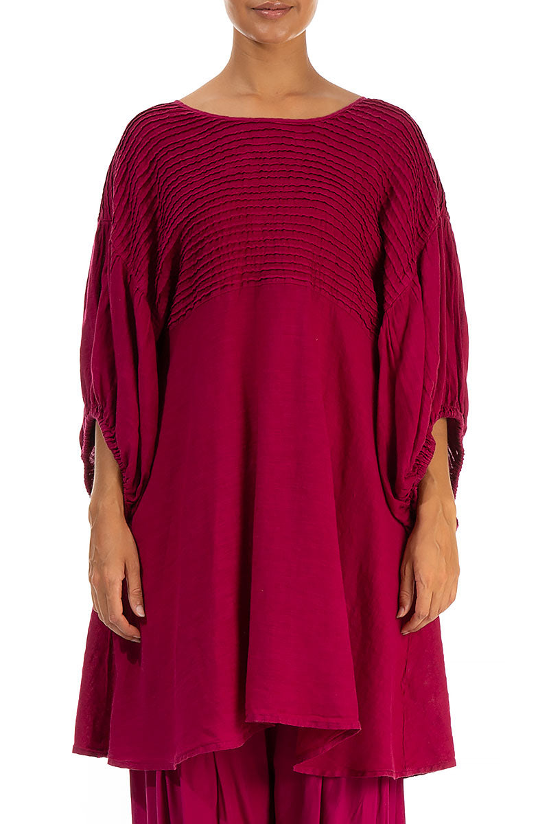 Pleated Berry Linen Tunic