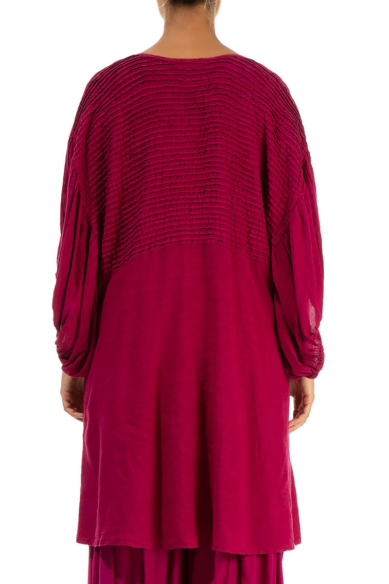 Pleated Berry Linen Tunic