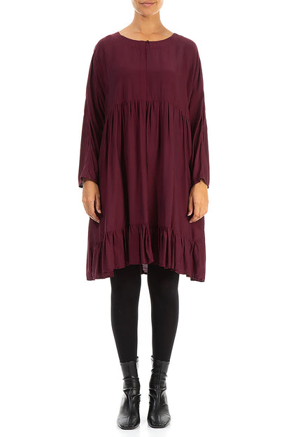 Pleated Wine Silk Bamboo Dress 1