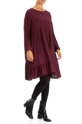 Pleated Wine Silk Bamboo Dress 3