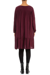Pleated Wine Silk Bamboo Dress 2