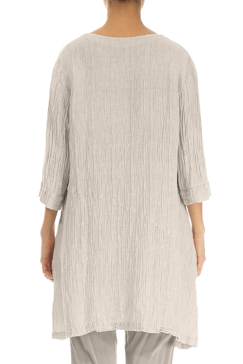 Pocket Crinkled Beige Silk Tunic