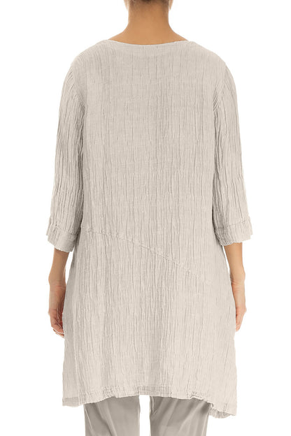 Pocket Crinkled Beige Silk Tunic