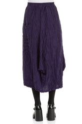 Pocket Knot Crinkled Royal Purple Silk Skirt 2