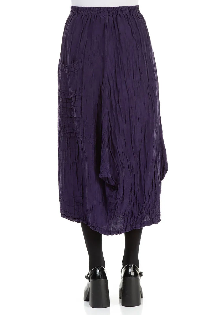 Pocket Knot Crinkled Royal Purple Silk Skirt 2