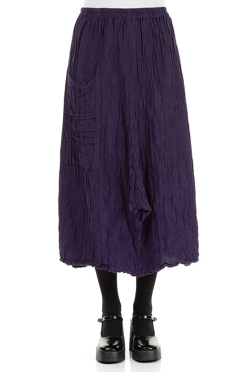 Pocket Knot Crinkled Royal Purple Silk Skirt 1