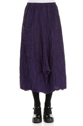 Pocket Knot Crinkled Royal Purple Silk Skirt 1