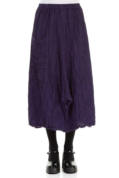 Pocket Knot Crinkled Royal Purple Silk Skirt 1