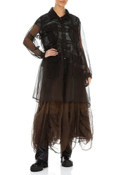 Pockets Black Silk Chiffon Jacket 5