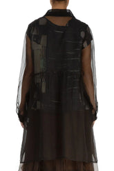 Pockets Black Silk Chiffon Jacket 3