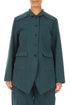 Pointed Hem Deep Turquoise Denim Cotton Jacket 1