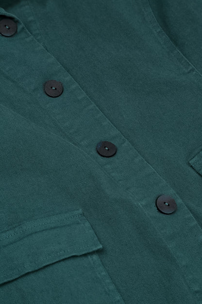 Jeans-Baumwolljacke in Dunkeltürkis mit spitz zulaufendem Saum