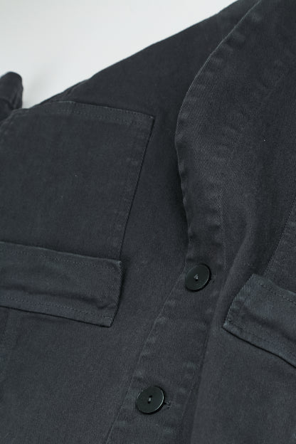 Pointed Hem Slate Denim Cotton Jacket