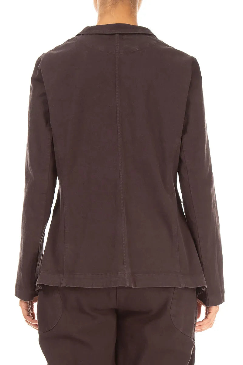 Pointed Hem Truffle Brown Denim Cotton Jacket