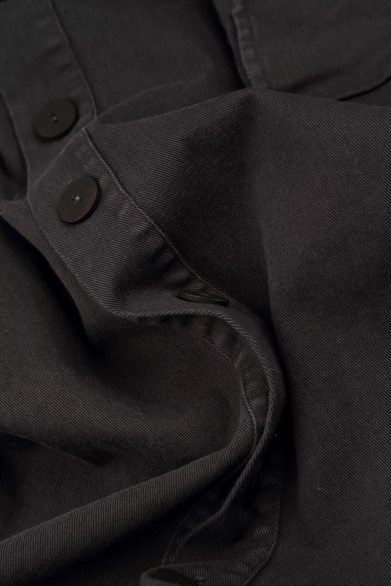 Pointed Hem Warm Charcoal Denim Cotton Jacket
