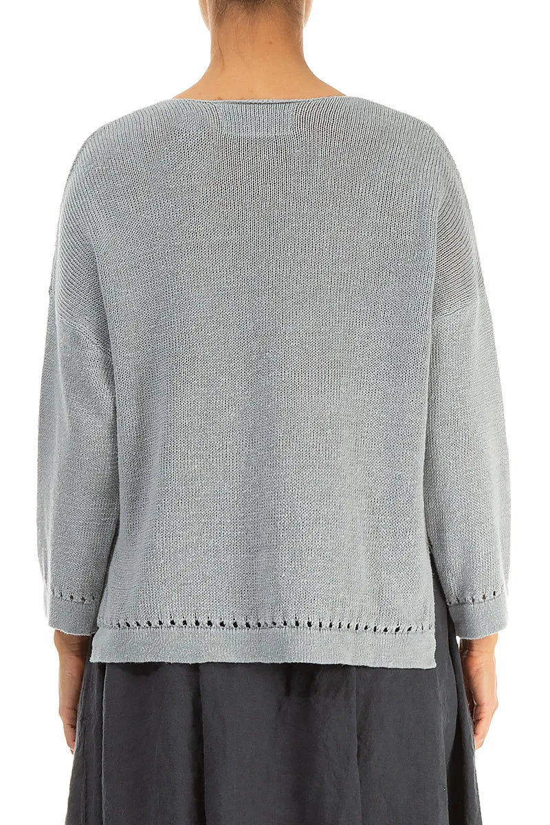 Pointelle Hem Grey Linen Jumper
