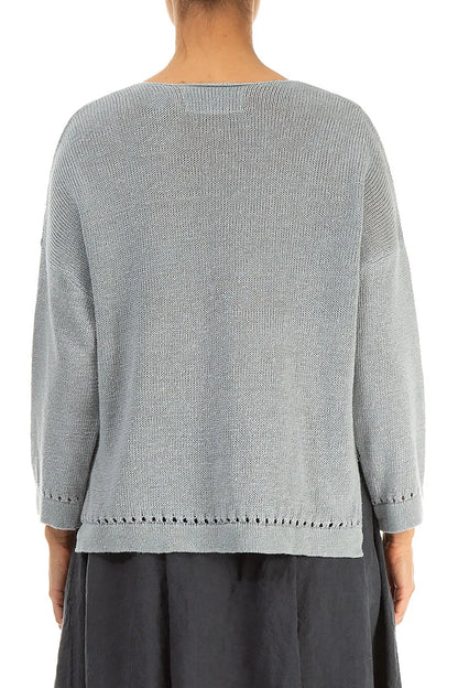 Pointelle Hem Grey Linen Jumper