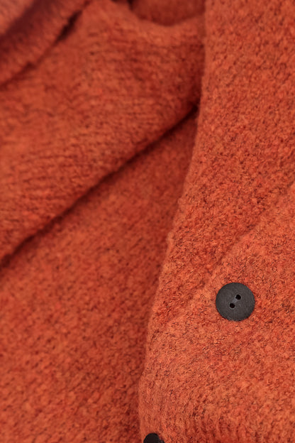 Short Loose Orange Wool Cardigan