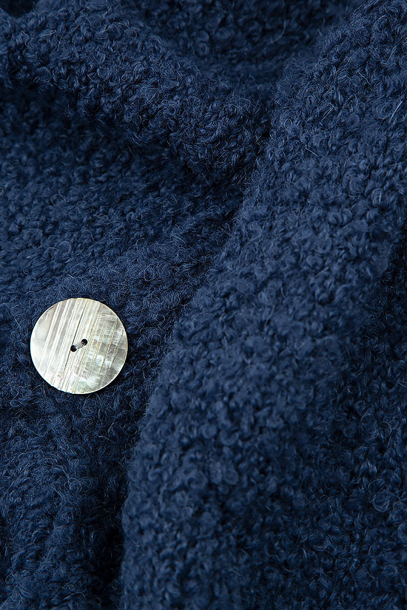 Buttoned Blue Violet Alpaca Wool Cardigan