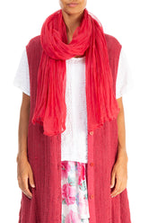 Raspberry Crumpled Silk Chiffon Scarf 3