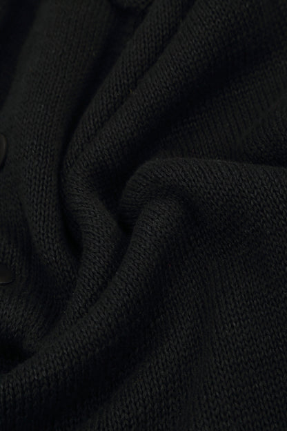 Raw Collar Black Linen Cardigan 5