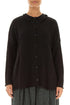 Raw Collar Black Linen Cardigan 1