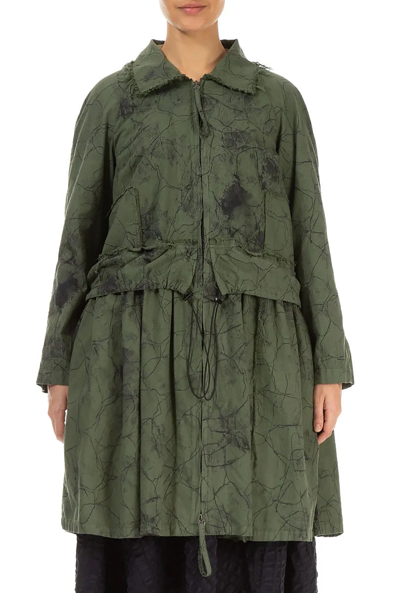 Raw Collar Forest Mist Marble Cotton Jacket 2