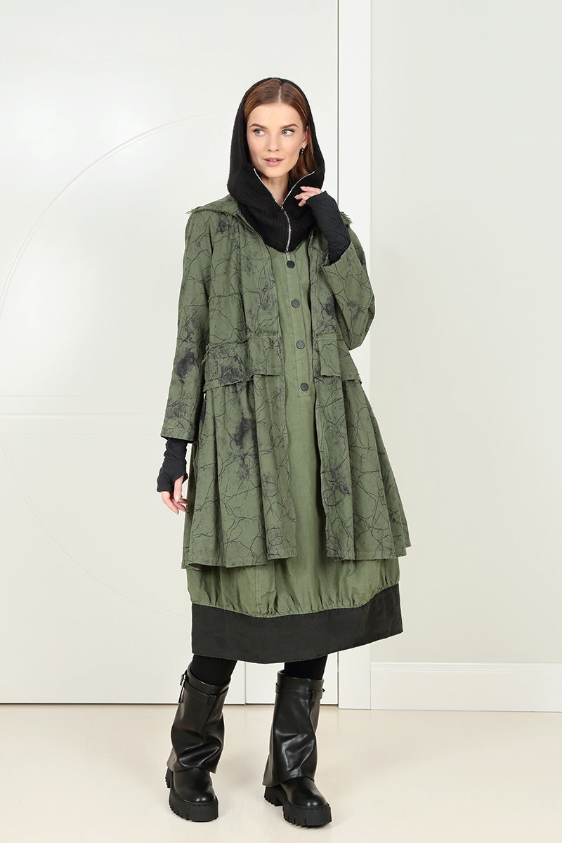 Raw Collar Forest Mist Marble Cotton Jacket 8