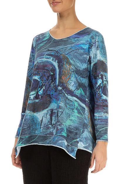 Raw Edge Blue Reverie Cotton Blouse 3