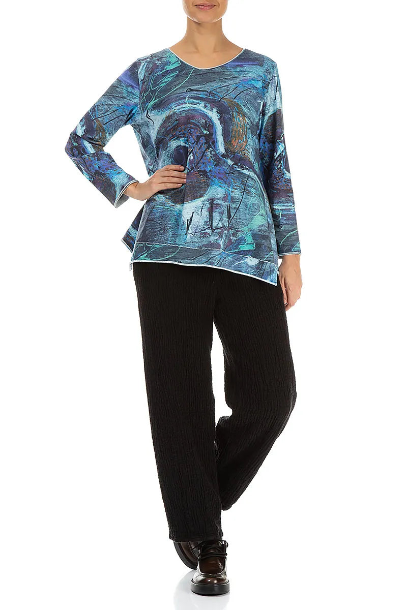 Raw Edge Blue Reverie Cotton Blouse 4