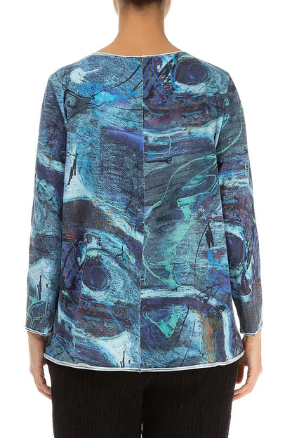 Raw Edge Blue Reverie Cotton Blouse 2