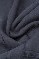 Raw Edge Pockets Slate Blue Heavy Linen Trousers 5