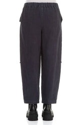 Raw Edge Pockets Slate Blue Heavy Linen Trousers 2