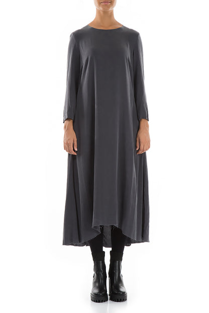 Raw Trims Anthracite Silk Dress