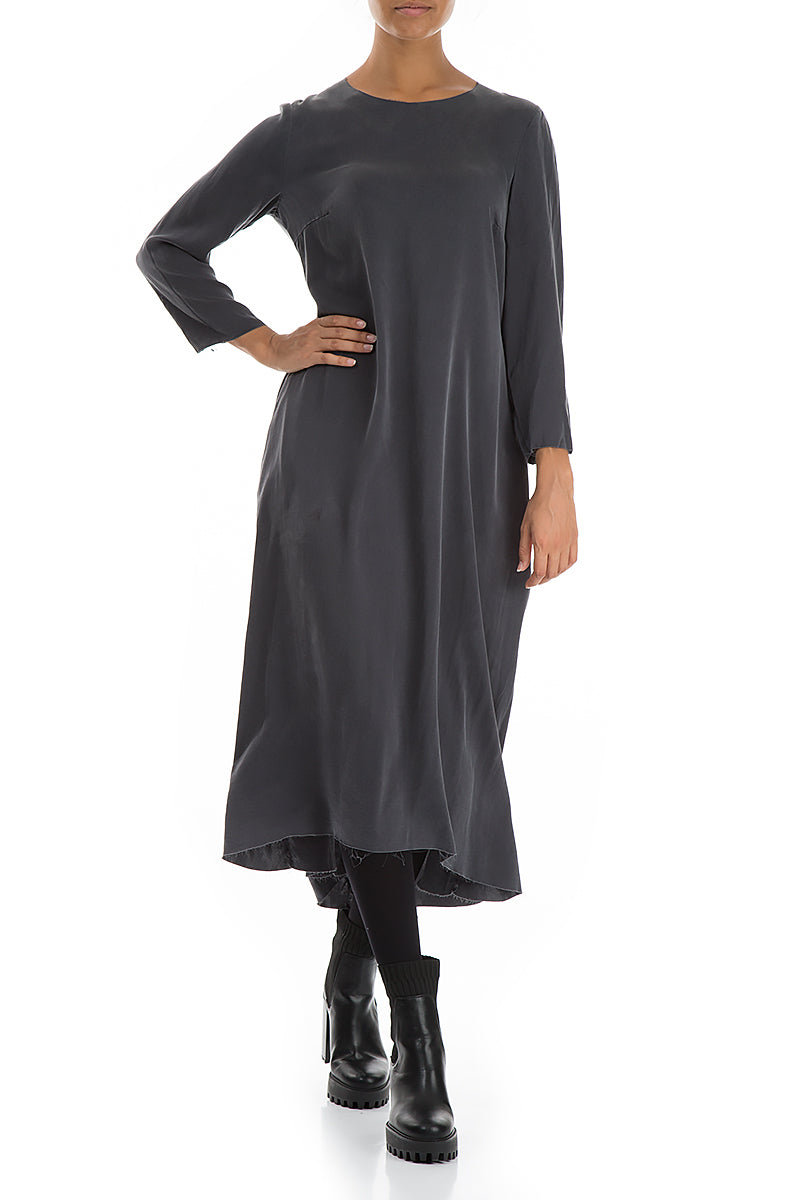 Raw Trims Anthracite Silk Dress 5