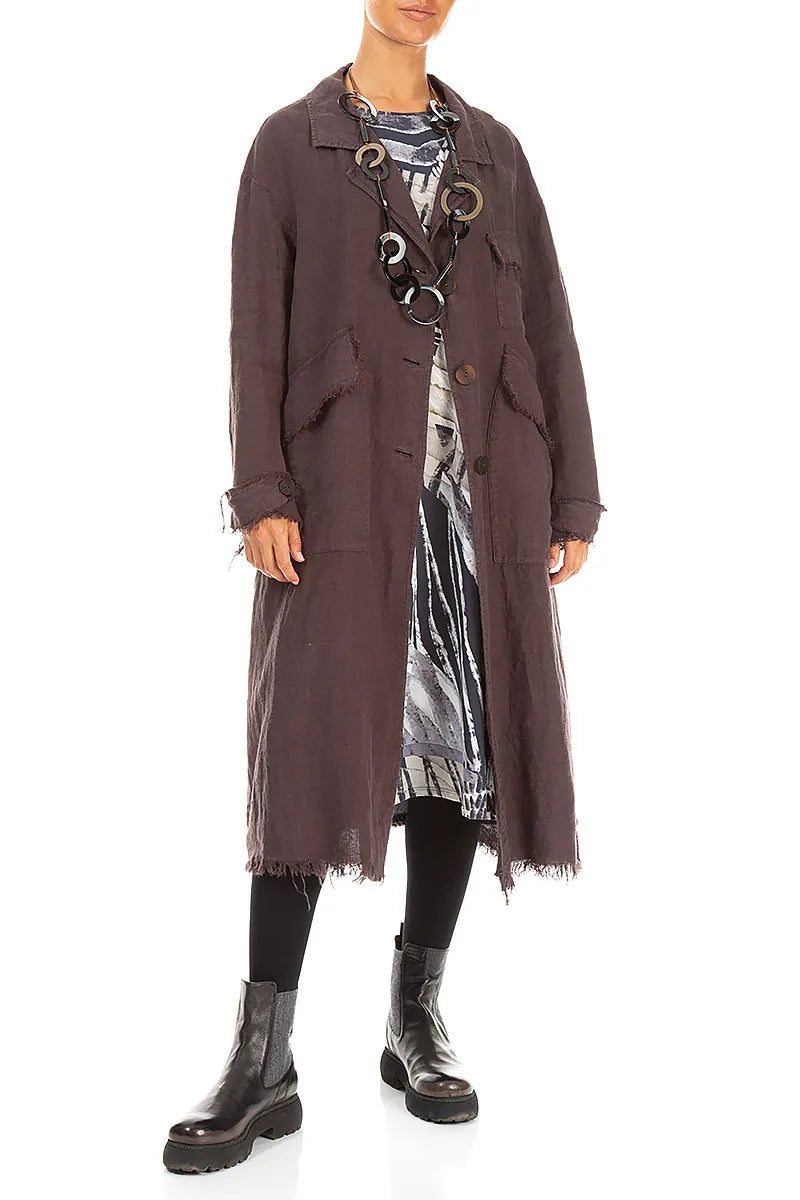 Raw Truffle Brown Linen Jacket Coat