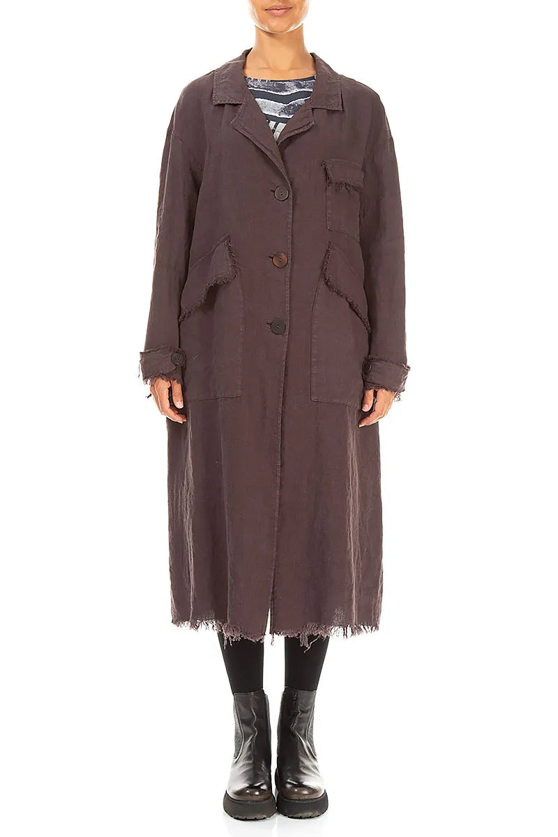 Raw Truffle Brown Linen Jacket Coat