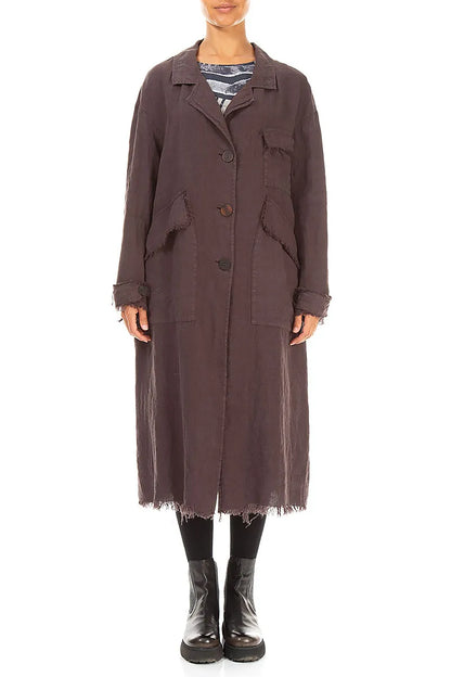 Raw Truffle Brown Linen Jacket Coat